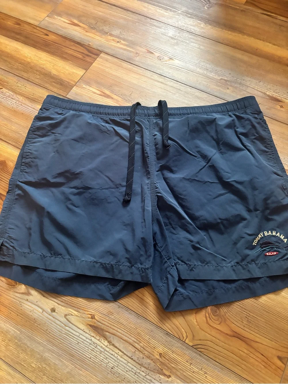 Tommy Bahama Teal Mesh Lined Swim Shorts with Navy Waistband